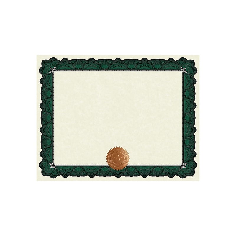 Great Papers! Cambridge Green Border Certificates with Embossed Copper Foil Seal, 8.5" x 11", 10 count (2020006) - Image 1
